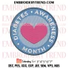 Diabetes Blue Ribbon Embroidery Design, Diabetes Awareness Machine Embroidery Digitized Pes Files