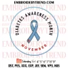 Minnie Diabetes Awareness Embroidery Design, Disney Mouse Blue Ribbon Machine Embroidery Digitized Pes Files