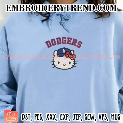 Dodgers Hello Kitty Baseball Embroidery Design, Kitty MLB Baseball Fan Machine Embroidery Digitized Pes Files