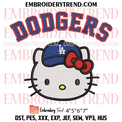 Dodgers Hello Kitty Baseball Embroidery Design, Kitty MLB Baseball Fan Machine Embroidery Digitized Pes Files