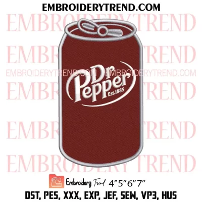 Dr Pepper Embroidery Design, Soft Drink Dr Pepper Machine Embroidery Digitized Pes Files