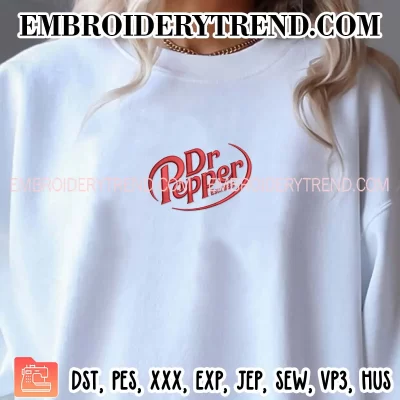 Dr Pepper Logo Embroidery Design, Dr Pepper Est 1885 Machine Embroidery Digitized Pes Files