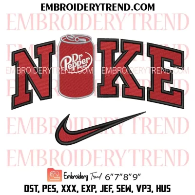 Dr Pepper x Nike Embroidery Design, Soft Drink Machine Embroidery Digitized Pes Files