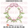 Bow Floral Frame Banner Embroidery Design, Frame Monogram Machine Embroidery Digitized Pes Files