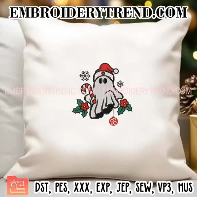 Ghost Xmas Embroidery Design, Cute Christmas Machine Embroidery Digitized Pes Files