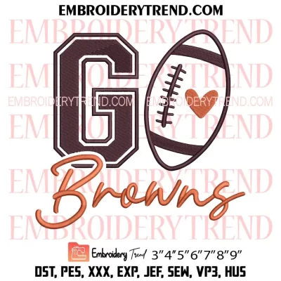 Go Browns Football Embroidery Design, Cleveland Browns Machine Embroidery Digitized Pes Files