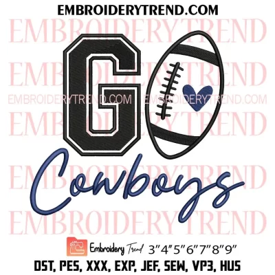 Go Cowboys Football Embroidery Design, Dallas Cowboys Machine Embroidery Digitized Pes Files