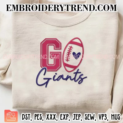 Go Giants Football Embroidery Design, New York Giants Machine Embroidery Digitized Pes Files