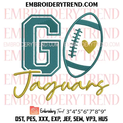 Go Jaguars Football Embroidery Design, Jacksonville Jaguars Machine Embroidery Digitized Pes Files