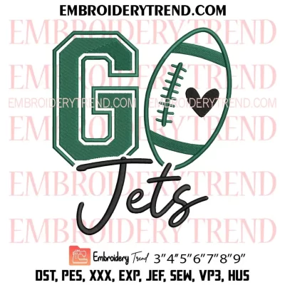 Go Jets Football Embroidery Design, New York Jets Machine Embroidery Digitized Pes Files