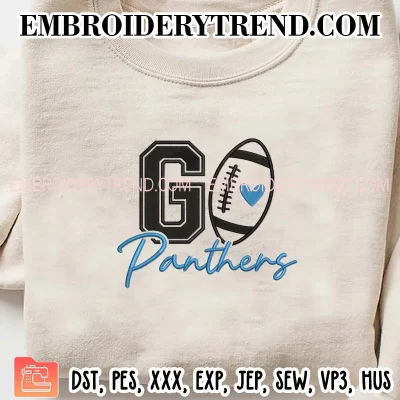 Go Panthers Football Embroidery Design, Carolina Panthers Machine Embroidery Digitized Pes Files