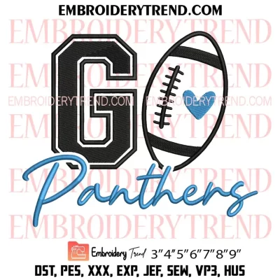 Go Panthers Football Embroidery Design, Carolina Panthers Machine Embroidery Digitized Pes Files