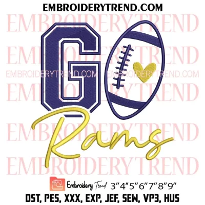 Go Rams Football Embroidery Design, Los Angeles Rams Machine Embroidery Digitized Pes Files