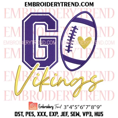 Go Vikings Football Embroidery Design, Minnesota Vikings Machine Embroidery Digitized Pes Files