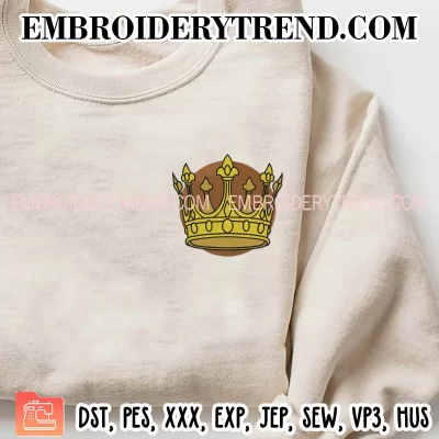 Golden Crown Embroidery Design, King Crown Golden Machine Embroidery Digitized Pes Files