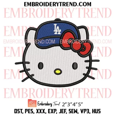 Hello Kitty Los Angeles Dodgers Embroidery Design, Cute Kitty Baseball Fan Machine Embroidery Digitized Pes Files