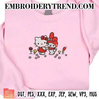 Hello Kitty and My Melody Embroidery Design, Sanrio Machine Embroidery Digitized Pes Files