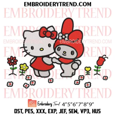 Hello Kitty and My Melody Embroidery Design, Sanrio Machine Embroidery Digitized Pes Files