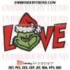 Merry Grinchmas Santa Hat Embroidery Design, Merry Christmas Machine Embroidery Digitized Pes Files