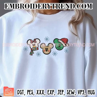 Magic Mouse Christmas Friends Embroidery Design, Disney Christmas Machine Embroidery Digitized Pes Files