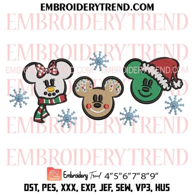 Magic Mouse Christmas Friends Embroidery Design, Disney Christmas Machine Embroidery Digitized Pes Files