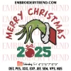 Merry Christmas Lights Embroidery Design, Christmas Machine Embroidery Digitized Pes Files