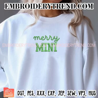 Merry Mini Embroidery Design, Christmas Gift Machine Embroidery Digitized Pes Files