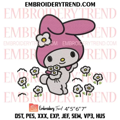 My Melody Carrot Easter Embroidery Design, Sanrio My Melody Embroidery Digitizing Pes File