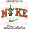 Grinch Boy Christmas x Nike Embroidery Design, Santa Hat Grinch Machine Embroidery Digitized Pes Files