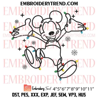 Pattern Daisy Duck Christmas Lights Embroidery Design, Disney Friends Christmas Machine Embroidery Digitized Pes Files