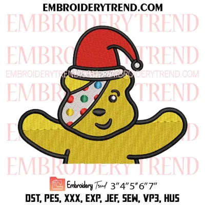 Pudsey Bear Santa Embroidery Design, BBC Children In Need Machine Embroidery Digitized Pes Files