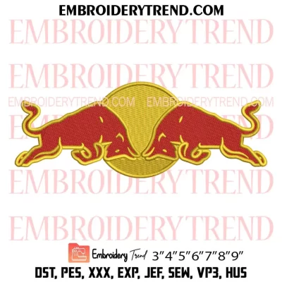 Red Bull Embroidery Design, Energy Drink Machine Embroidery Digitized Pes Files