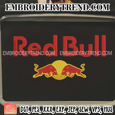 Red Bull Logo Embroidery Design, Red Bull Energy Drink Machine Embroidery Digitized Pes Files