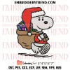 Nike Santa Snoopy with Gift Bag Embroidery Design, Peanuts Christmas Machine Embroidery Digitized Pes Files