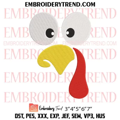 Silly Turkey Face Embroidery Design, Family Thanksgiving Machine Embroidery Digitized Pes Files