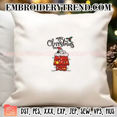 Snoopy Merry Christmas Embroidery Design, Peanuts Snoopy Christmas Machine Embroidery Digitized Pes Files