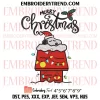 Santa Snoopy Delivering Gifts Embroidery Design, Snoopy Merry Christmas Machine Embroidery Digitized Pes Files