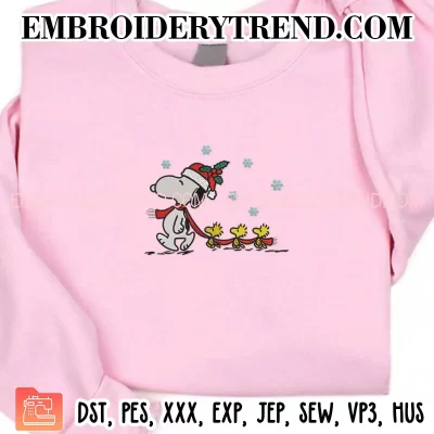 Snoopy and Friends Winter Embroidery Design, Peanuts Christmas Machine Embroidery Digitized Pes Files