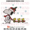 Snoopy and Woodstock Decorating Christmas Tree Embroidery Design, Peanuts Xmas Machine Embroidery Digitized Pes Files