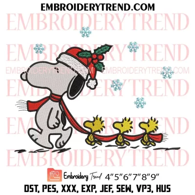 Snoopy and Friends Winter Embroidery Design, Peanuts Christmas Machine Embroidery Digitized Pes Files