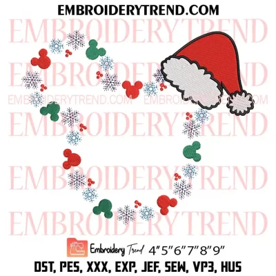 Snowflake Mickey Winter Wonderland Embroidery Design, Disney Mickey Christmas Machine Embroidery Digitized Pes Files