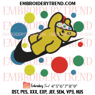 Swoosh Pudsey Bear Embroidery Design, Children In Need BBC Machine Embroidery Digitized Pes Files