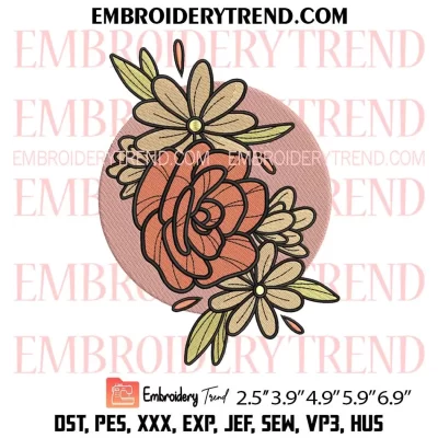 Vintage Flower Leaves Embroidery Design, Flowers Machine Embroidery Digitized Pes Files