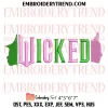 Elphaba And Glinda Silhouette Embroidery Design, Movie Wicked Machine Embroidery Digitized Pes Files