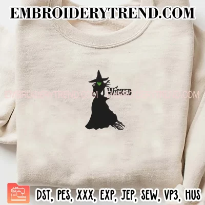 Witch Elphaba Wicked Embroidery Design, Wicked Movie Machine Embroidery Digitized Pes Files