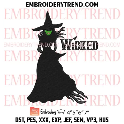 Witch Elphaba Wicked Embroidery Design, Wicked Movie Machine Embroidery Digitized Pes Files