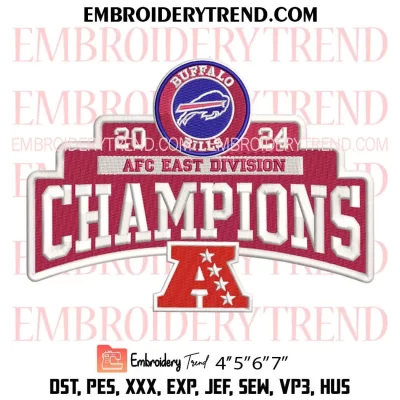 2024 AFC East Division Champions Buffalo Bills Embroidery Design, NFL Buffalo Bills Machine Embroidery Digitized Pes Files