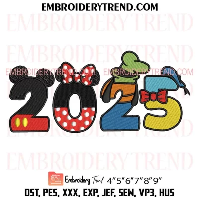 2025 Disney Embroidery Design, Hello 2025 Disney Family Vacation Machine Embroidery Digitized Pes Files