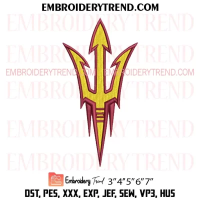 Arizona State Sun Devils Embroidery Design, NCAA Machine Embroidery Digitized Pes Files