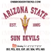 Arizona State Sun Devils Circle Logo Embroidery Design, NCAA Team Machine Embroidery Digitized Pes Files